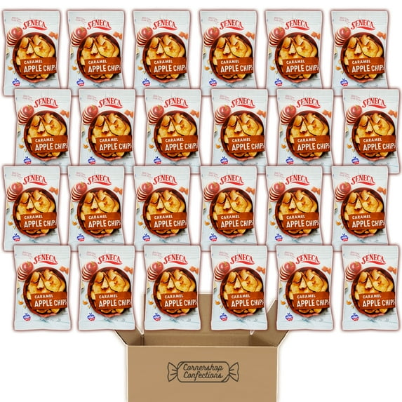 Seneca Caramel Flavored Apple Chips Bundle Pack - 24 Individually Sealed 0.7 Ounce Bags - For Lunches, On The Go Snacks, Movie Nights, Hiking in Cornershop Confections Pack