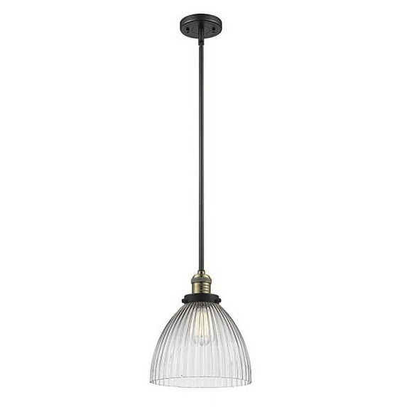 Seneca Falls Black Antique Brass 10-Inch LED Mini Pendant with Halophane Dome Glass