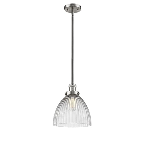 Seneca Falls Brushed Satin Nickel LED Mini Pendant with Halophane Dome Glass