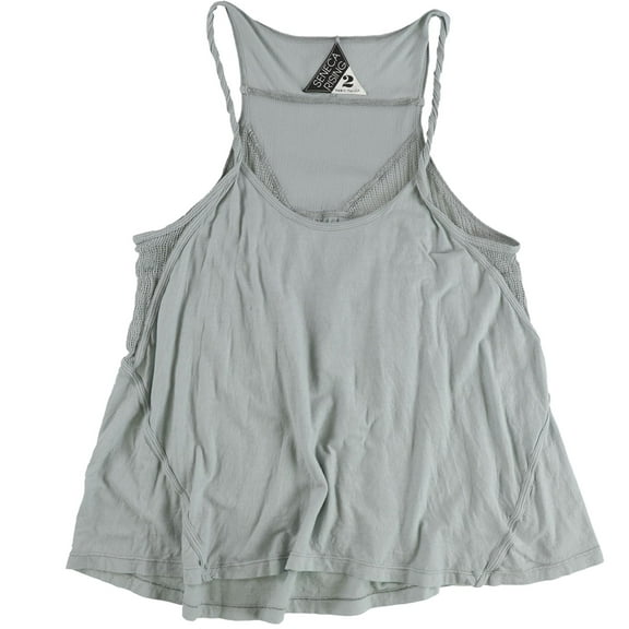 Seneca Rising Womens Mesh Panel Twisted Strap Tank Top, Blue, Plus Size, 0X