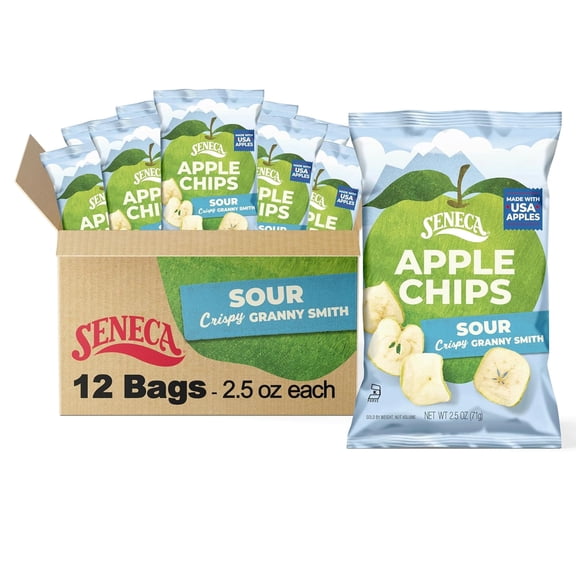 Seneca Sour Apple Chips, Made from Fresh Apples, 2.5 oz, Pack of 12