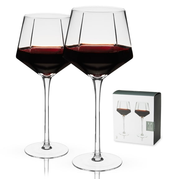Viski Seneca Long Stem Wine Glasses for Red or White Wine, 15.5 oz Set of 2