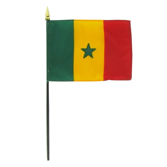 Senegal 4" x 6" Stick Flag -12 Pack