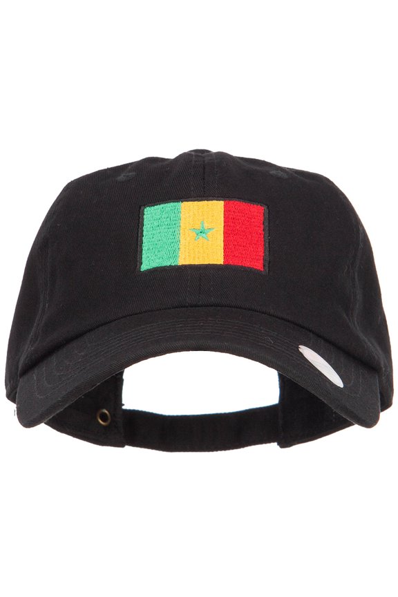 Senegal Flag Embroidered Unstructured Cap - Black OSFM