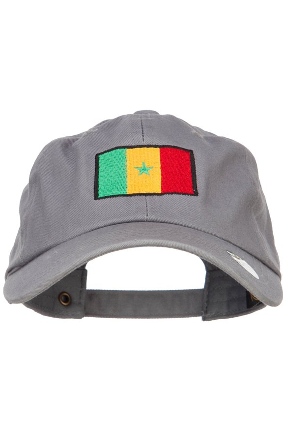 Senegal Flag Embroidered Unstructured Cap - Grey OSFM
