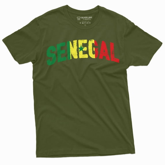 Senegal T-Shirt Republic Of Senegal Flag Text National Patriotic Senegalese T-Shirt (Xx-Large Military Green)