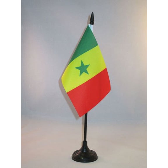 AZ Flag Senegal Table Flag 4x6 in 100D Polyester Plastic Base 15x10 cm