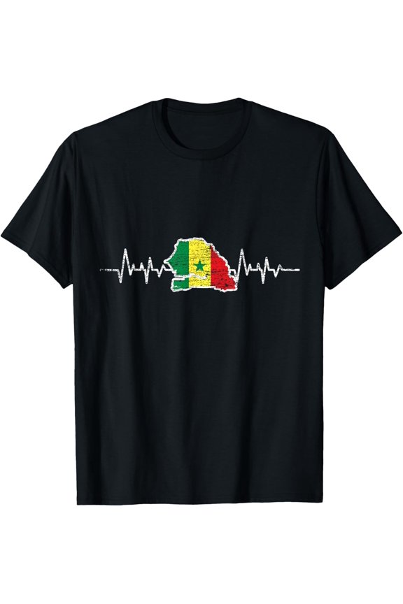 Senegalese Flag Heartbeat Patriotic Senegal T-Shirt