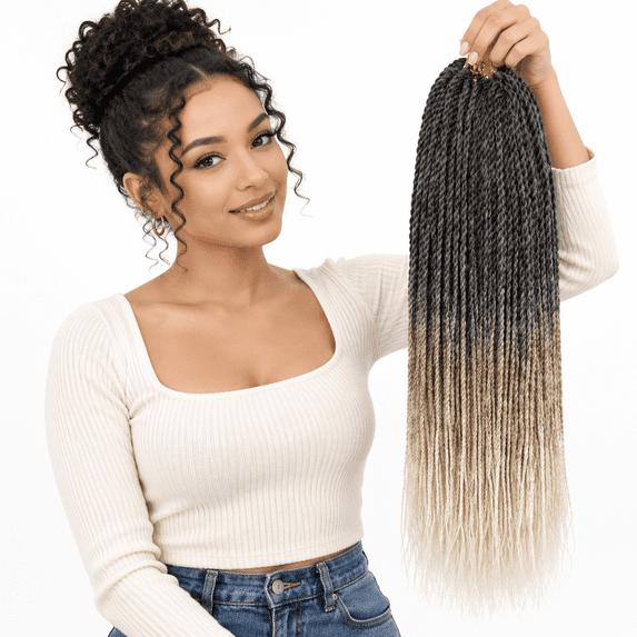 Senegalese Twist Crochet Hair 18 Inch Ombre 8 Packs Straight Braid ...