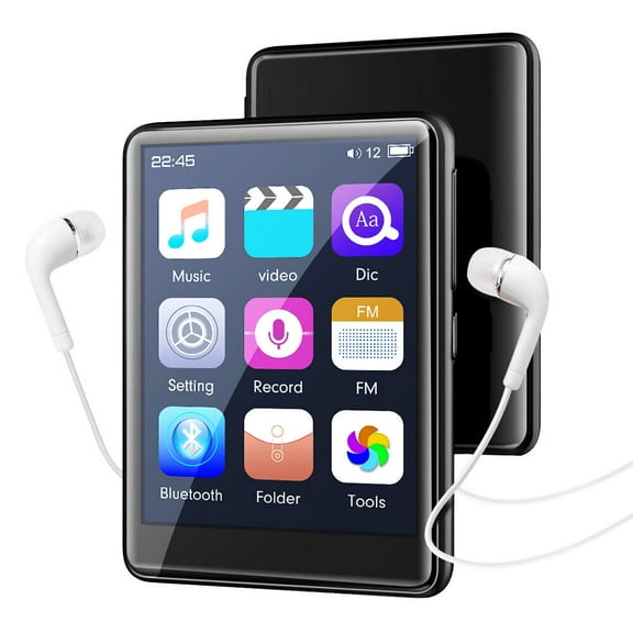 Seneo 2.5" Portable Bluetooth MP3 Hi-Fi Lossless Sound Full Touch Scree Music Player FM Radio, 4GB