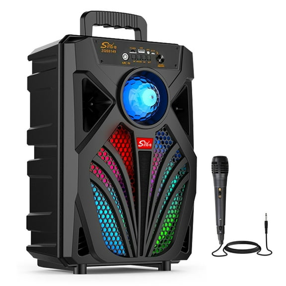 Seneo 8 Inch High Power Portable Square Dancing Microphone Speaker, Wireless Portable Bluetooth Speaker Subwoofer Heavy Bass Sound System Party Microphone