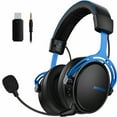thumbnail image 1 of Seneo Air Wireless Gaming Headset Stereo Bass for PS4,Xbox One,PC,Mac, Dual Chamber Driver, Noise Cancelling Mic Bass Ultra Light Over-Ear Computer Gaming Headphones Blue, 1 of 7