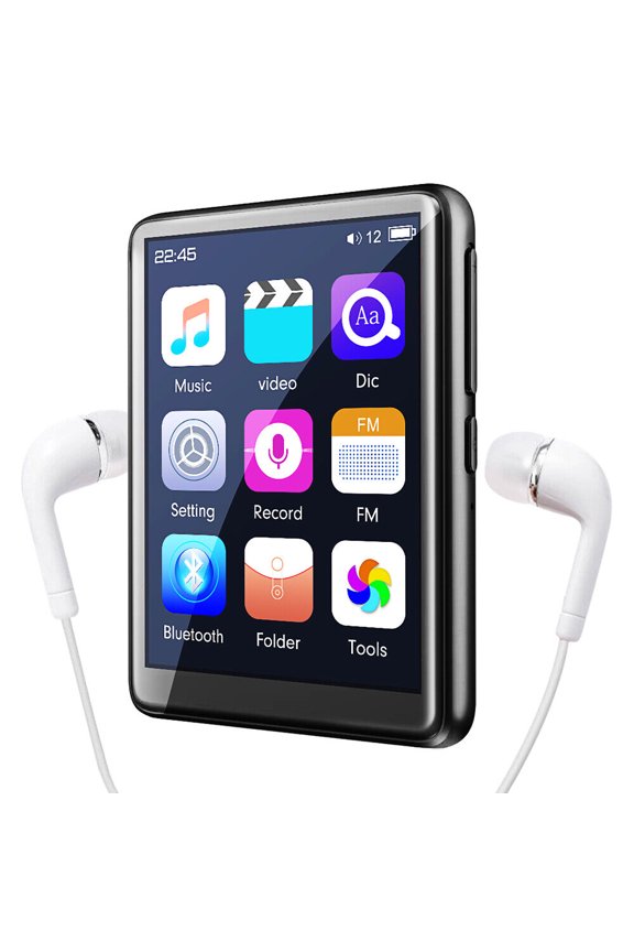 Bluetooth 5.0 Portable MP3 Player 2.5inch Full Touch Scree Music Player Hi-Fi Lossless Sound FM Radio, 32GB