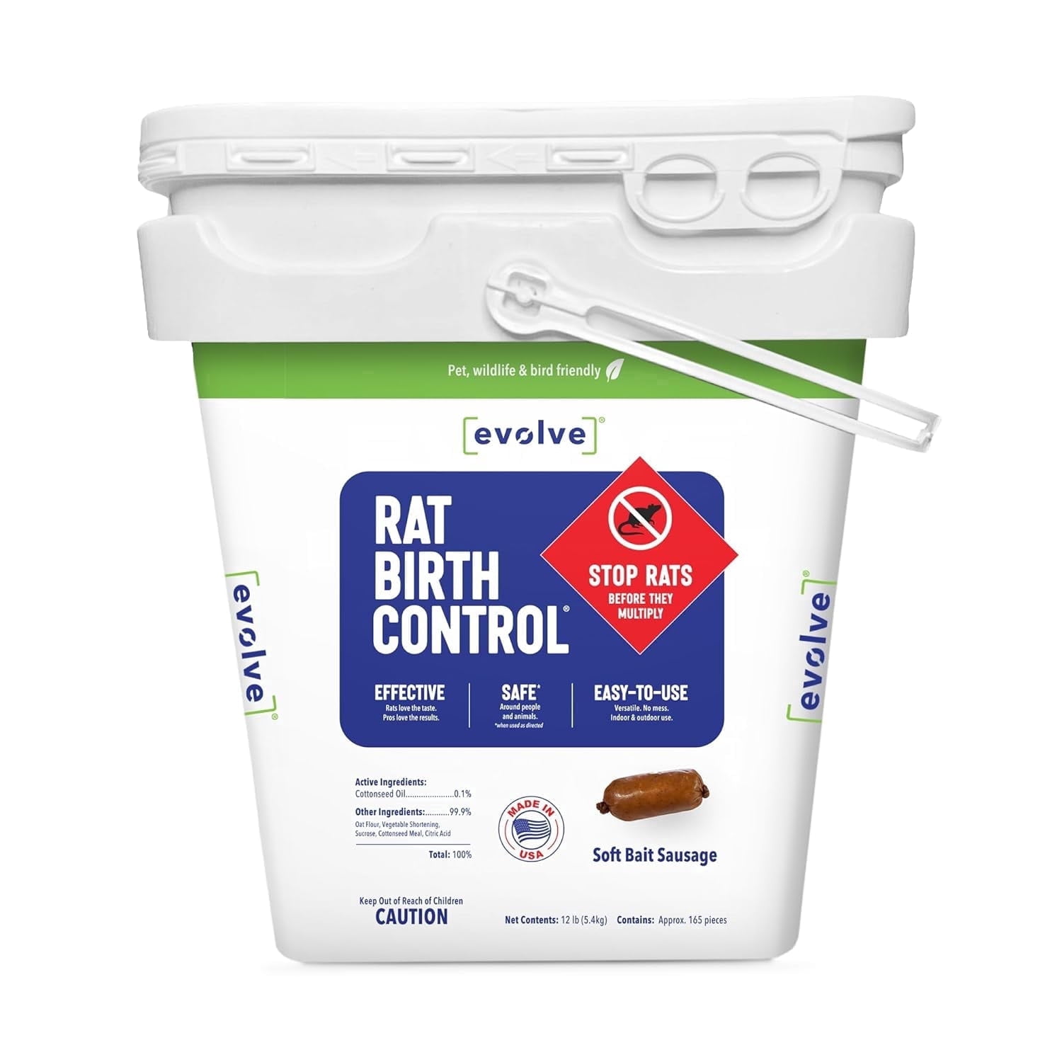 Evolve Rat Birth Control Soft Bait Sausages &ndash; 12 lb Pail