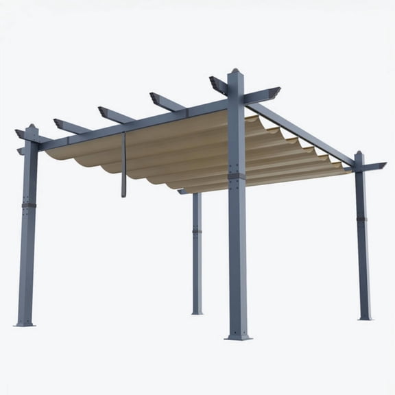 Senfot 10'x13' Aluminum Pergola with Retractable Canopy UV Waterproof Outdoor Patio Sun Shade Cover for Deck Backyard