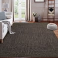 thumbnail image 1 of Senfot 10'x13' Large Area Rug, Braided Print, Machine Washable, Non-Slip, Low Pile, Solid Farmhouse Carpet for Bedroom, Living Room, Dining Room, Office, Brown, 1 of 10