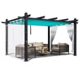 thumbnail image 1 of Senfot 10x10 FT Outdoor Pergola with Retractable Canopy 4 White Curtains Weatherproof Aluminum Patio Shade Structure, 1 of 8