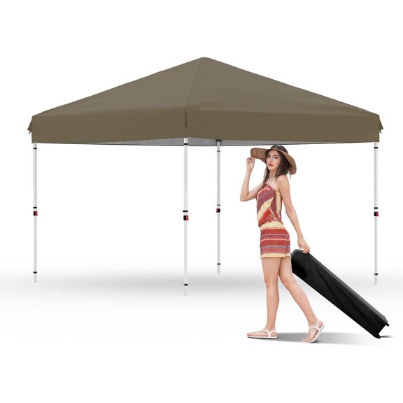 Senfot 10x10 Pop Up Canopy, One Button Push Setup Heavy Duty Outdoor Canopy Tent, Waterproof Sun Shade for Patio Backyard Events