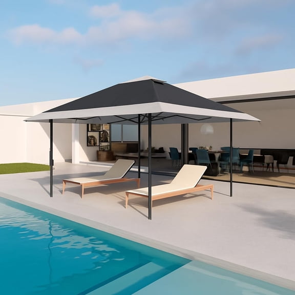 Senfot 13X13 Gazebo Outdoor Canopy Tent with Double Roof, Dark Gray + Light Gray, Heavy Duty Sun Shade for Patio Backyard Events