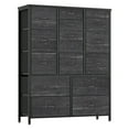 thumbnail image 1 of Senfot 15 Drawers Dressers for Bedroom, Chest of Drawers with Wood Tabletop, Metal Frame, Storage Organizer Unit with Fabric, Tall Dressers for Closet Bedroom Living Room Hallway Entryway, Black, 1 of 9