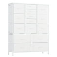 thumbnail image 1 of Senfot 15 Drawers Dressers for Bedroom, Chest of Drawers with Wood Tabletop, Metal Frame, Storage Organizer Unit with Fabric, Tall Dressers for Closet Bedroom Living Room Hallway Entryway, White, 1 of 9