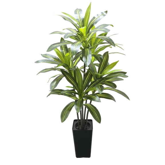Senfot 150cm 5 Heads Multi Stem Artificial Dracaena Plant PE Material with Moss Decoration and Tall White Pot Large Faux Floor Plant for Living Room Office Indoor Decor
