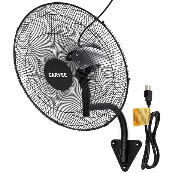Senfot 18 Inch Oscillating Wall Mount Fan- 120V 60Hz Three Speed Adjustable- Black Powder Coated Industrial Swing Wall Fan- Non-Waterproof