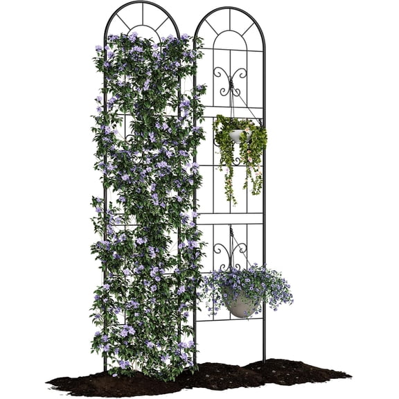 Senfot 2 Pack 140x30cm Black Decorative Iron Garden Privacy Screen Fence Panel Rustproof Metal Border for Backyard Patio Landscape Partition