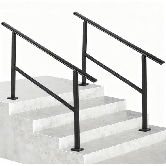 Senfot 2 Pack 4 Step Composite Stair Handrail, Rustproof Outdoor Step Railing for Garden Porch Deck Stairway Protection