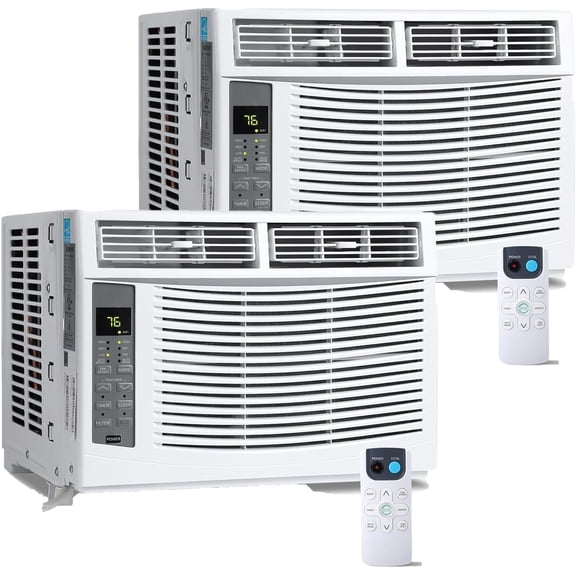 Senfot 2-Pack 6000BTU Fixed Frequency Window Air Conditioner, Non-WiFi Window Mount Cooling AC Unit, ABS Compact Indoor Window AC for Home