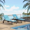 thumbnail image 1 of Senfot 2 Patio Textile Chaise Lounge Chairs with Side Table, Adjustable Backrest Loungers on Wheels for Outdoor Use - Blue, 1 of 7