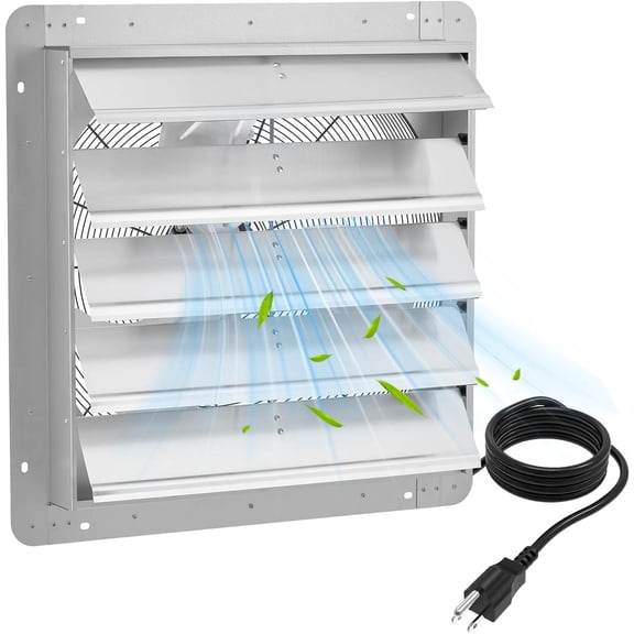 Senfot 20 Inch Carbon Steel Shutter Exhaust Fan- 120V US Plug- No Controller Circuit Board- Silver Vent with 1.6M Power Cord for Ventilation Use