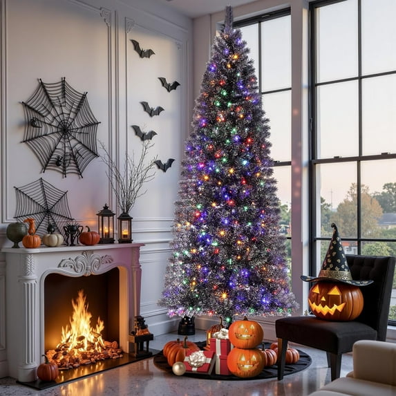 Senfot 2025 Christmas Colorful Gradient Pink Tree Black 7.5ft(Standard Style)