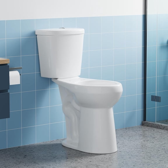 Senfot 21 Inch Extra Tall ADA Round Two Piece Bathroom Toilet- Dual Top Push Button Flush System- Ceramic Commode with Flush Components Only- No PP Seat