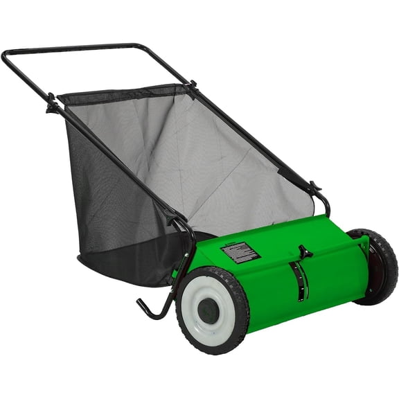 Senfot 26 Inch Wide Light Green Hand Push Steel Lawn Sweeper Leaf Collector Durable Steel Large Hopper for Backyard Lawn Grass Leaves Pine Needle Cleaning