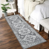 Senfot 2x6 Vintage  Runner Rug Machine Washable Distressed Non-Slip Low Pile Carpet for Hallway Kitchen Bedroom Living Room Gray