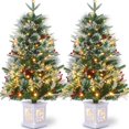 thumbnail image 1 of Senfot 3 Ft Prelit Christmas Tree, Mini Xmas Tree with 78 Led Lights, Small Tabletop Artificial Christmas Tree for Indoor Outdoor Christmas Decorations 2pcs, 1 of 8
