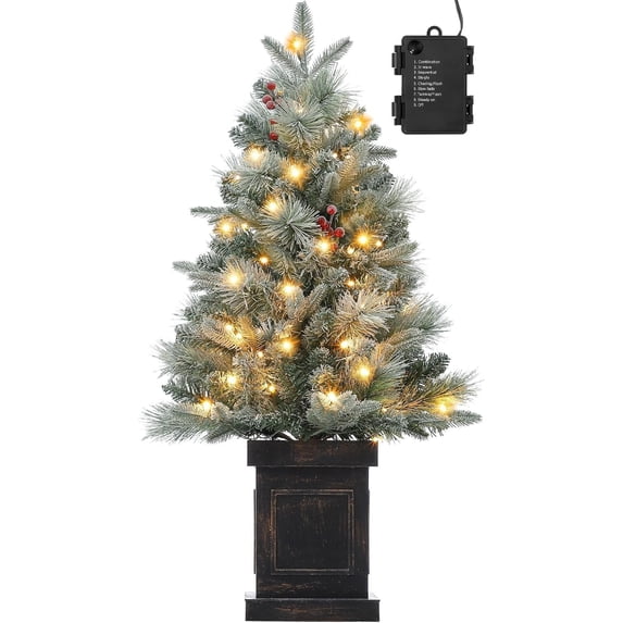 Senfot 3 Ft Prelit Christmas Tree, Mini Xmas Tree with 78 Led Lights, Small Tabletop Artificial Christmas Tree for Indoor Outdoor Christmas Decorations