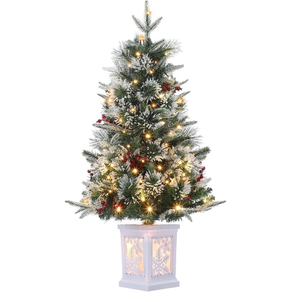 Senfot 3 Ft Prelit Christmas Tree, Mini Xmas Tree with 78 Led Lights, Small Tabletop Artificial Christmas Tree for Indoor Outdoor Christmas Decorations