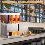 Senfot 3-Tank Commercial Cold Beverage Dispenser, 10L x 3, Cold Drink Machine for Supermarket Cafe Catering Event Multicolor