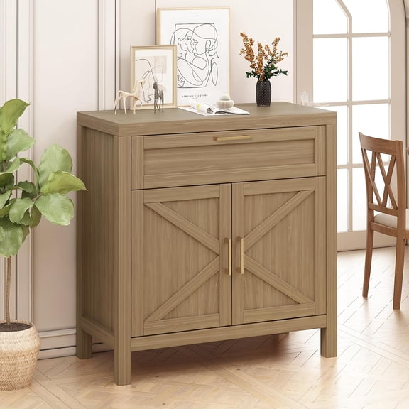 Senfot 34.3" Buffet Cabinet Sideboard with Storage, Modern Credenza Table with 2 Doors & Adjustable Shelf