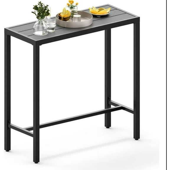 Senfot 39" Outdoor Rectangle Bar Table with Weather Resistant Waterproof Top, Long Balcony Hot Tub Table for Balcony, Garden, Yard, Poolside, Outdoor Patio Rectangle Bar Tables