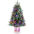 thumbnail image 1 of Senfot 3ft Pre-Lit Artificial Small Christmas Tree, Snow Flocked Xmas Tree Includes 78 Led Lights, Christmas Home Decor, 1 of 7