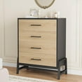 thumbnail image 1 of Senfot 4 Dresser for Bedroom, 38.6" Tall Dresser, Tall Drawer with Storage Freestanding, Wooden Closet Storage Chest for Living Room, Bedroom, Entryway, Natural Oak+Black, 1 of 7