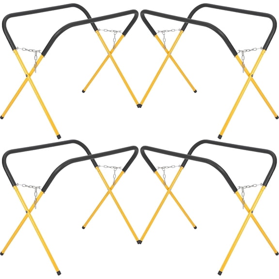 Senfot 4 Pack Heavy Duty Folding Workbench, Low Carbon Steel Portable Foldable Utility Workbench Yellow for Commercial Garage Bulk Application Scenarios