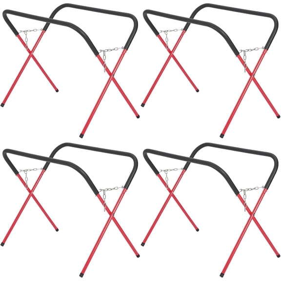 Senfot 4 Pack Heavy Duty Folding Workbench, Low Carbon Steel Portable Foldable Workbench Red for Commercial Garage Shop Bulk Daily Use