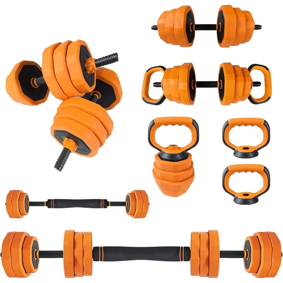 Senfot 44LBS Octagonal Multi Functional Sand Filled PE Dumbbell Set Adjustable Home Full Body Strength Workout Fitness Equipment Orange