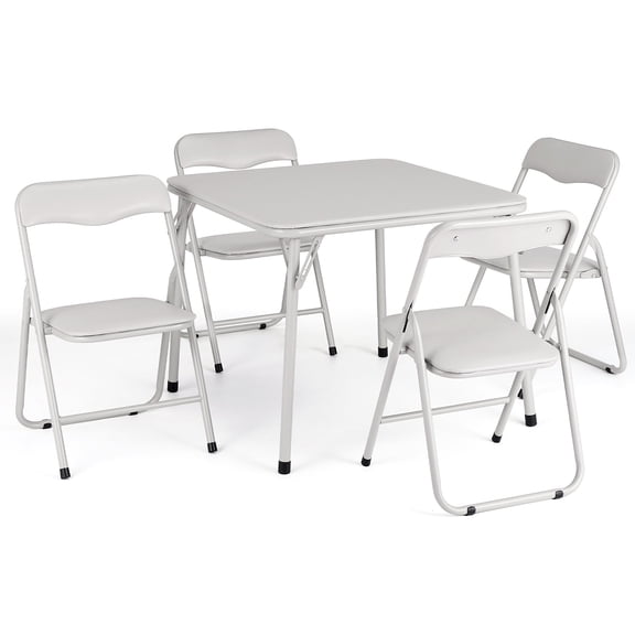 Senfot 5-Piece Folding Card Table and Chair Set - Upholstered Activity Set with Durable Metal Frame, Perfect for Eating, Reading & Playing Anywhere,Beige