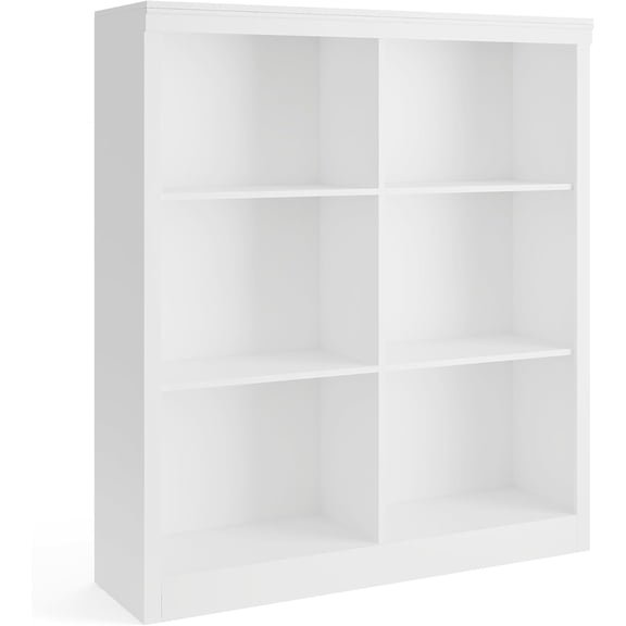 Senfot 53" Tall 6-Cube Wooden Bookshelf Organizer, Durable 3-Tier Open Bookcase with Anti-Tip Kit, Space-Saving Storage for Home Office, Bedroom, Living Room