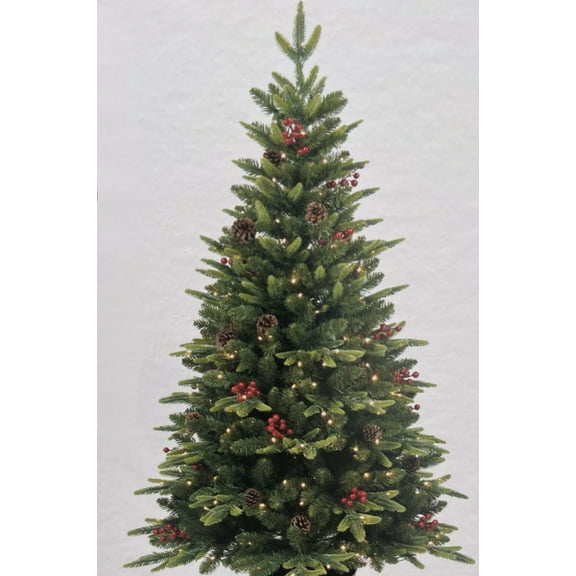 Senfot 6.5FT Pre-Lit Christmas Tree with 450 LED Lights, PE & PVC Hinged Xmas Tree with Metal Stand, Easy Assembly, Holiday Decoration for Home, Office, Porch